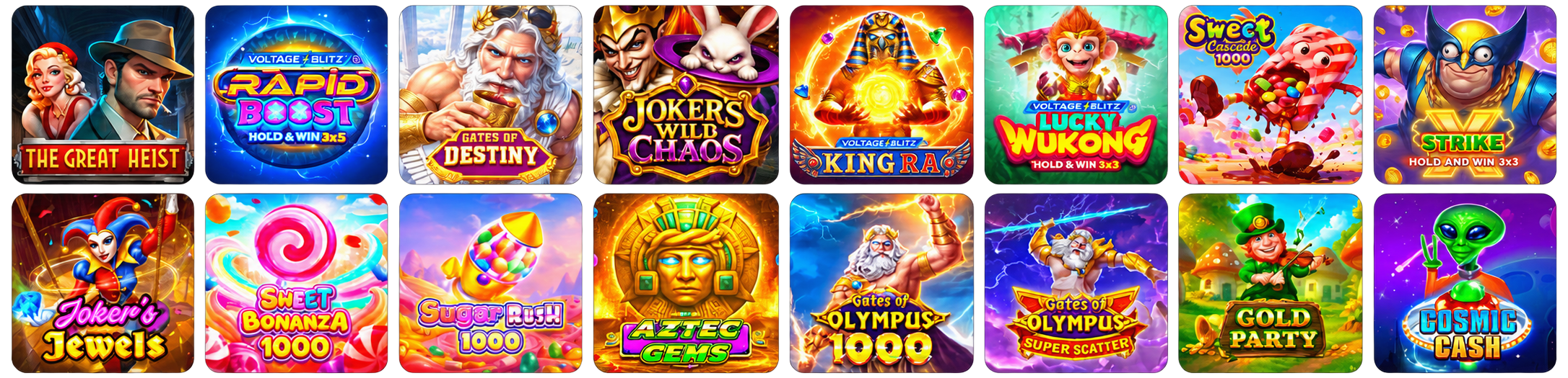 Nuevos juegos - Joker's Jewels, Sweet Bonanza 1000, Sugar Rush 1000, Aztec Gems, Gates of Olympus